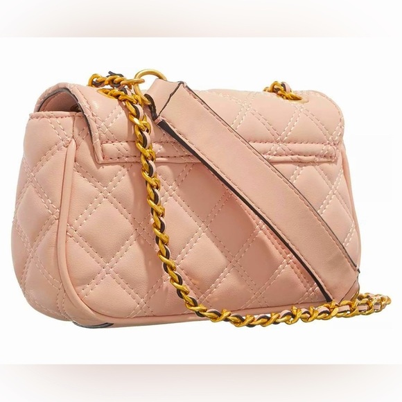 GUESS Giully Mini Convertible Quilted Crossbody Apricot Cream Pink AUTHENTIC - Picture 6 of 16